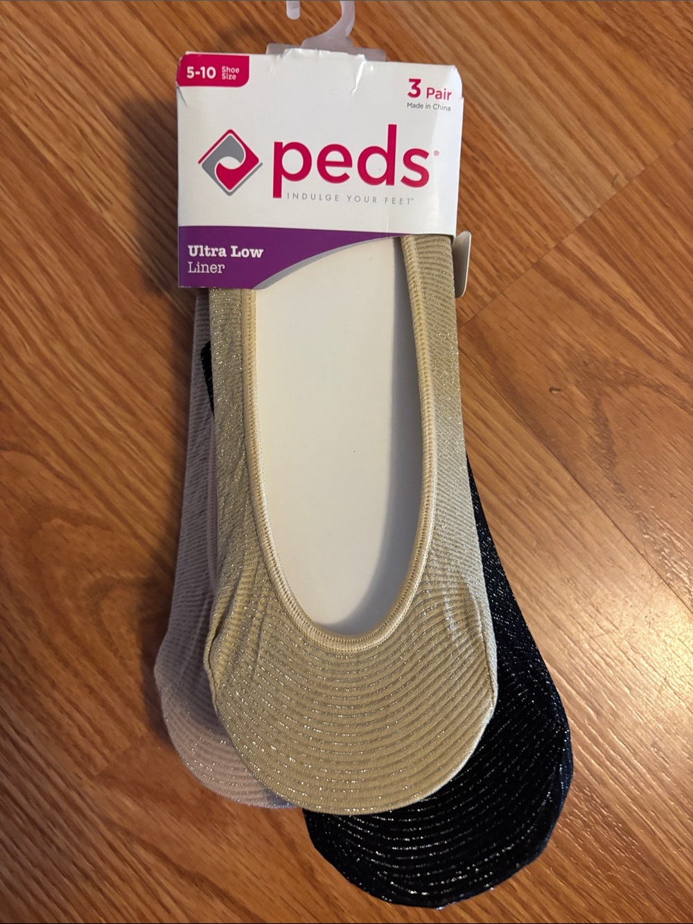 Nwt Peds Women's Ultra Low Liner No-Show Socks - 3 Pack (Beige/Gray/Black)